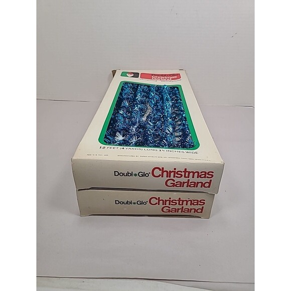Vintage Doubl Glo Christmas Blue/White Garland 2-12'x 1.25" Boxes - Picture 6 of 6